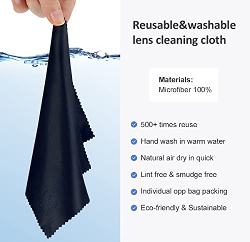 Glasses Cleaning Cloth, Premium Microfiber Lens and Screen Cleaner, Reusable and Washable - Pack of 8, 7 x 6-Inch, Dark Blue and Grey