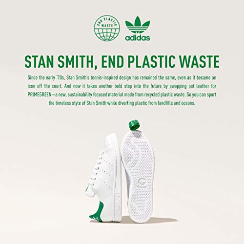 adidas Originals Men's Stan Smith (End Plastic Waste) Sneaker, White/White/Green, 10