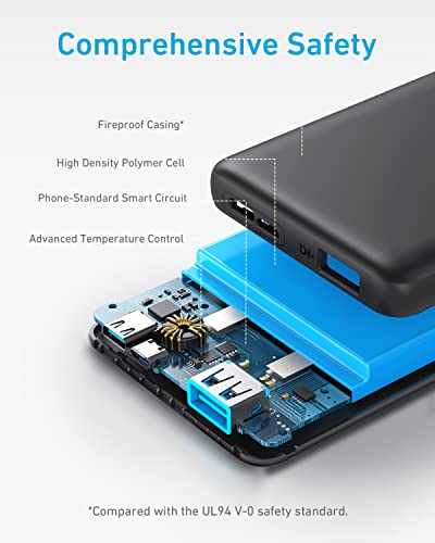 Anker Portable Charger, 313 Power Bank (PowerCore Slim 10K) 10000mAh Battery Pack with PowerIQ Charging Technology and USB-C (Recharge Only) for iPhone, Samsung Galaxy and More