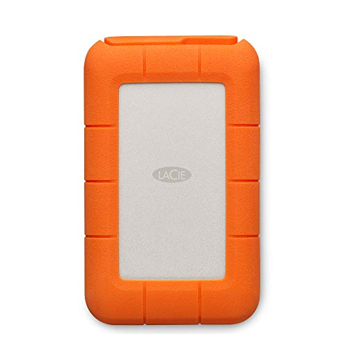 LaCie Rugged Mini 2TB External Hard Drive Portable HDD - USB 3.0 USB 2.0 Compatible, Drop Shock Dust Rain Resistant Shuttle Drive, For Mac And PC Computer (LAC9000298), orange