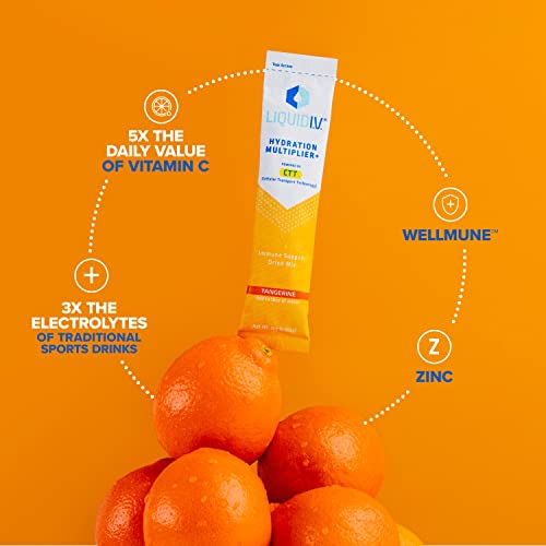 Liquid I.V. Hydration Multiplier + Immune Support, Easy Open Packets, Fresh Tangerine Flavor | 14 Sticks