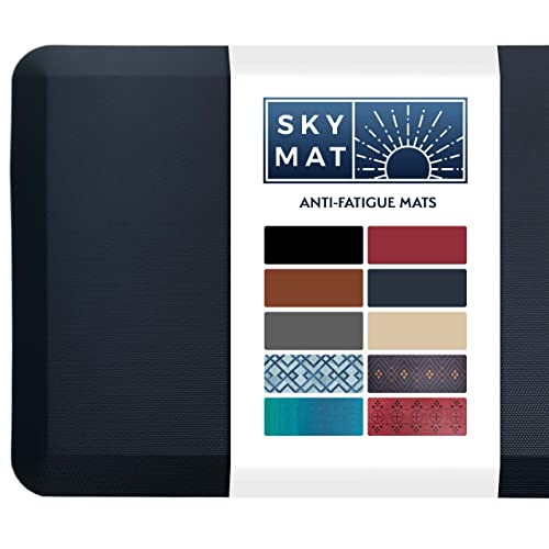 Sky Solutions Anti Fatigue Mat - 3/4" Cushioned Kitchen Rug and Standing Desk Mat & Garage - Non Slip, Waterproof and Stain Resistant (20" x 32", Dark Blue)