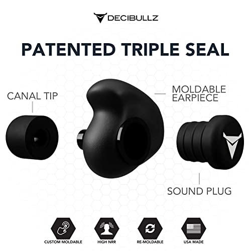 Decibullz Custom Molded Earplugs Pro Pack (Black,)