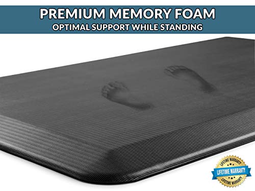 ComfiLife Anti Fatigue Floor Mat – 3/4 Inch Thick Perfect Kitchen Mat, Standing Desk Mat – Comfort at Home, Office, Garage – Durable – Stain Resistant – Non-Slip Bottom (20" x 32", Black)