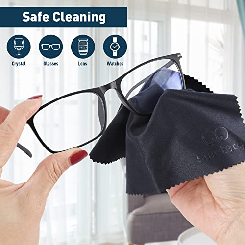 Glasses Cleaning Cloth, Premium Microfiber Lens and Screen Cleaner, Reusable and Washable - Pack of 8, 7 x 6-Inch, Dark Blue and Grey