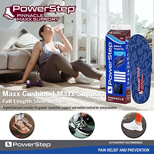 Powerstep unisex adult Pinnacle Maxx Orthotic Insole Shoe Inserts for Men and Women Workout Gear Home Workou, Maroon, Men s 7-7.5 Women 9-9.5 US