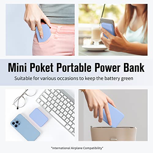 VANYUST Mini Portable Charger Power Bank 5000mAh Capacity External Battery Pack Dual Output Port and USB-C (Input Only) Power Bank for iPhone, Samsung Galaxy, Android Phone, iPad & etc (Blue)