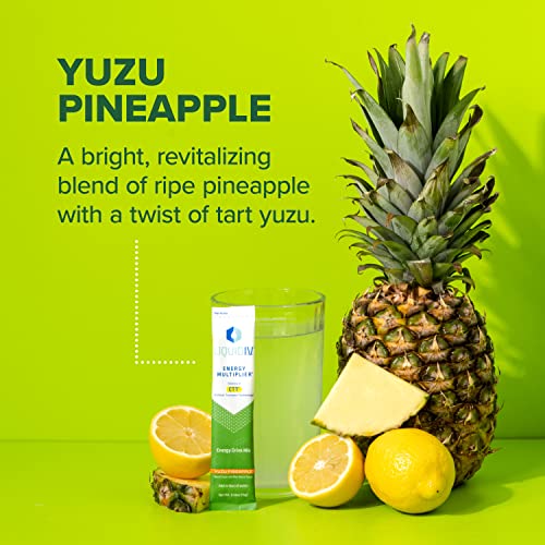 Liquid I.V. NEW Yuzu Pineapple Energy Multiplier | Energy Powder Drink Sticks | Proprietary Energy Blend | Natural Caffeine | Easy Open Single-Serving Stick | Non-GMO | Yuzu Pineapple - 14 Sticks