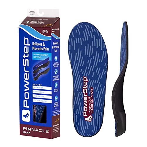 Powerstep unisex adult Pinnacle Maxx Orthotic Insole Shoe Inserts for Men and Women Workout Gear Home Workou, Maroon, Men s 7-7.5 Women 9-9.5 US