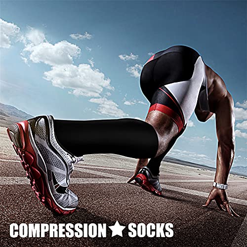 CHARMKING Compression Socks for Women & Men Circulation (3 Pairs) 15-20 mmHg is Best Athletic for Running, Flight Travel, Support, Cycling, Pregnant - Boost Performance, Durability (L/XL,Black)