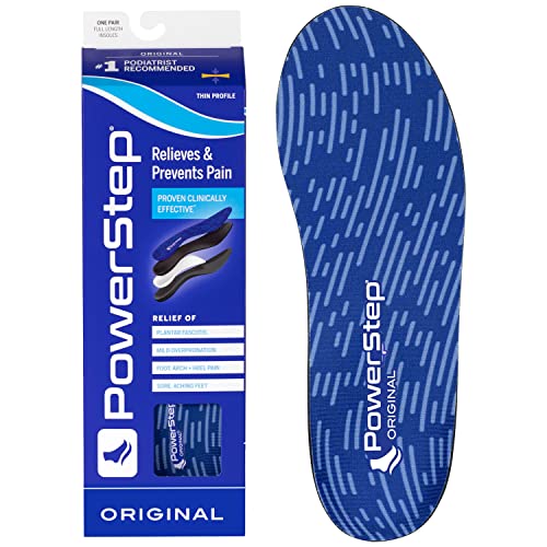 Powerstep Original Insoles, Low Profile Arch Supporting Shoe Insert, Blue/Black, Men's 9-9.5 / Women's 11-11.5