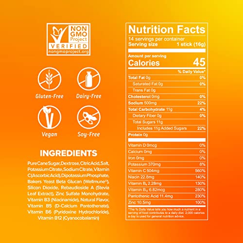 Liquid I.V. Hydration Multiplier + Immune Support, Easy Open Packets, Fresh Tangerine Flavor | 14 Sticks