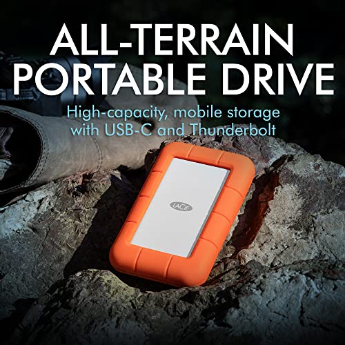 LaCie Rugged Mini 2TB External Hard Drive Portable HDD - USB 3.0 USB 2.0 Compatible, Drop Shock Dust Rain Resistant Shuttle Drive, For Mac And PC Computer (LAC9000298), orange