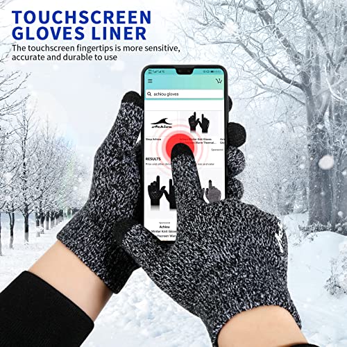 Achiou Winter Gloves for Men Women, Touch Screen Texting Warm Gloves with Thermal Soft Knit Lining,Elastic Cuff 3 Size Choice